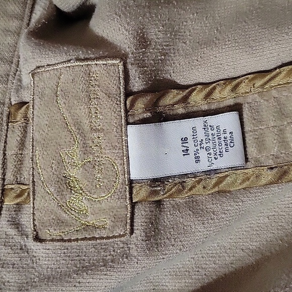 Khaki Jacket Frayed Edges Gold Accents Casual Chic Neutral Tones - Picture 7 of 7